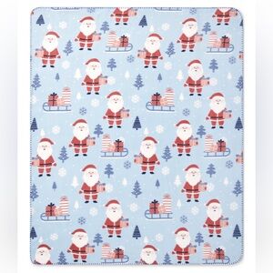 Holiday Santa Blanket - Light Blue